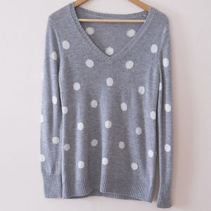 Gap V Neck Polka Dot Sweater